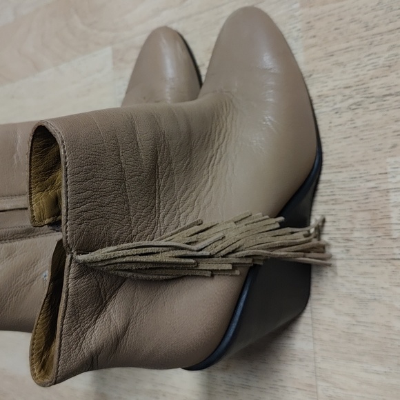 See by Chloe Leather Epona Fringe Wedge Ankle Boot Nude Size 38.5 - Picture 3 of 8